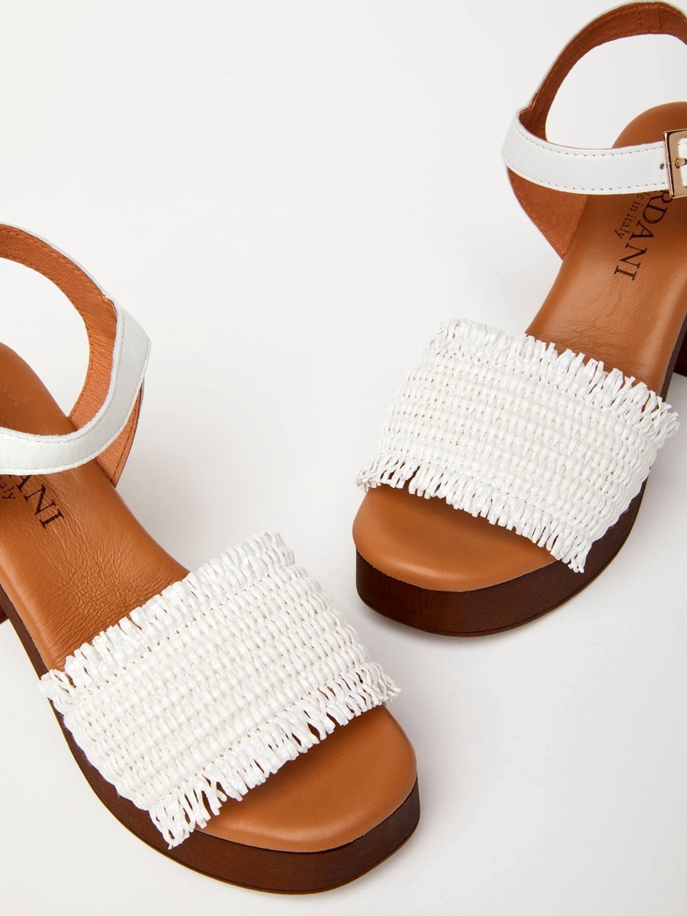 Cordani White Welby Woven Strap Platform Sandals